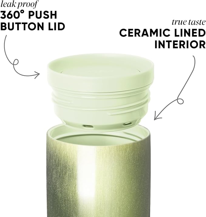 Simple Modern Insulated Travel Coffee Mug 360° Lid | 16oz | Cateye | Voyager Ceramic-Lined Insulated Stainless Steel Coffee Tumbler Iced Coffee Cup Mug with Lid | Fits Cupholder, Key Lime Cateye - Image 2