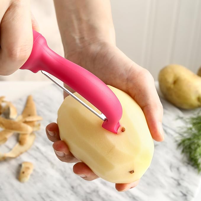 Spring Chef Swivel Vegetable Peeler for Kitchen w/Soft Grip Handle, Pink | Premium Potato Peeler w/ Ultra Sharp Stainless Steel Blades, Multifunctional Veggie Peeler for Apple, Carrot, Cucumber, Fruit - Image 5