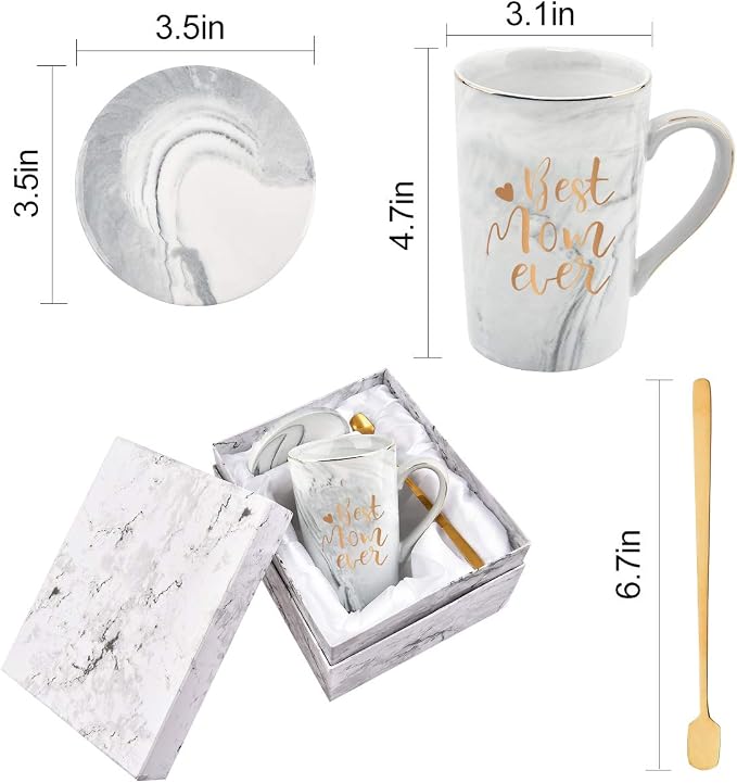 YHRJWN Mothers Day Gifts for Mom, Best Mom Ever Coffee Mug, Mom Birthday Gifts from Daughter Son, Moms Gift Idea for Christmas, Mothers Day, Valentines Day, Present for Moms Mothers, 14 Oz Gray - Image 6