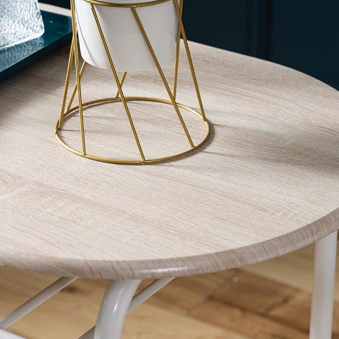 VINGLI 3 Piece Dining Set,Small Kitchen Table Set for 2,Breakfast Table Set,Kitchen Wooden Table and 2 Chairs for Small Space/Dining Room/Apartment,Metal Frame,Wine Rack,White&Light Oak - Image 8