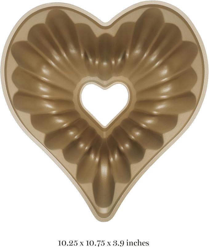 Martha Stewart Dunelle 10.75" Heart‑Shaped Cake Mold — Cast Aluminum Nonstick Fluted Cake Pan — Easy Release, Oven‑Safe to 450°F - Image 3