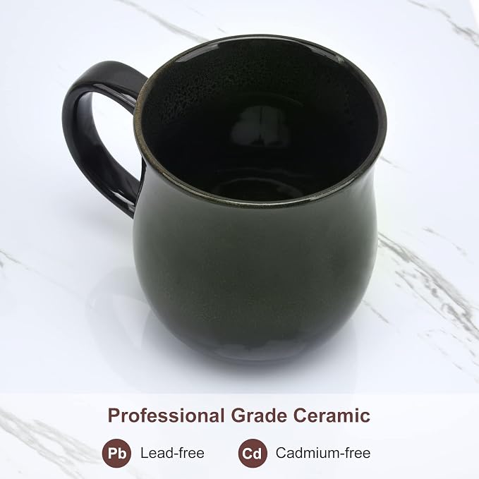 20 Oz Large Ceramic Coffee Mugs with Handle(Ink Green) | 600ml Handmade Tea Cup for Office and Home, Microwave and Dishwasher Safe, Cup for Hot Cold Drinking - Image 4