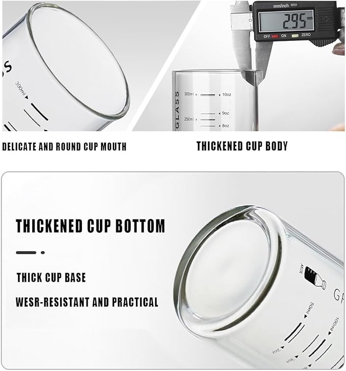 Cup With Measurements for Drinking,10 OZ Drinking Glass With Measurements for Milk,Juice,Milkshake, Vegetable, Coffee, Ice Cream,for Elderly, Beginners, Weight Loss - Image 5