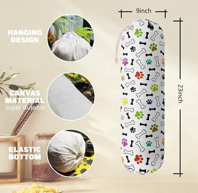 Dog Pattern Grocery Bags Holder & Organizer - Wall Mount Plastic Bags Storage Dispensers - Perfect For Shopping, Kitchen, Home & Gifts - Image 3