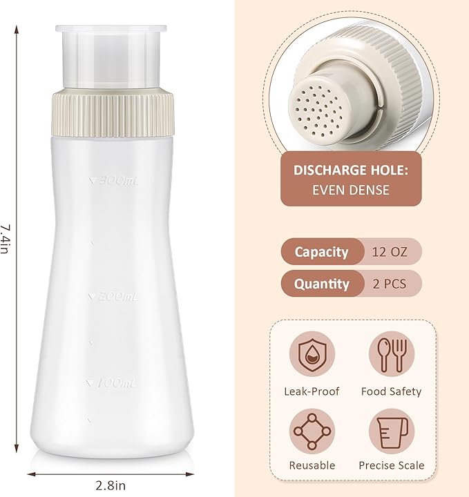 Havawish 1 Pcs Cake Syrup Dispense 12 Oz/350ml Graduated Plastic Squeeze Bottle for Soaking Honey Syrup Rain Spray Bottle with Sealing Lid Easy Storage Reusable Baking Tools (White)