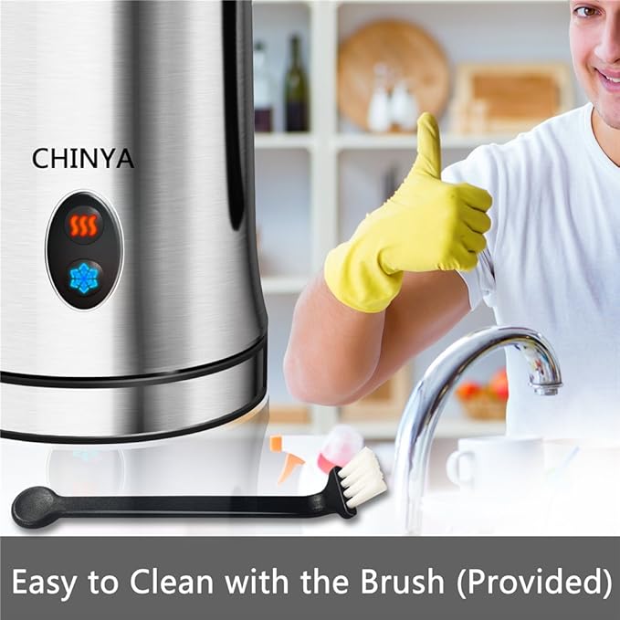 Milk Frother, Electric Milk Frother & Steamer for Latte, Cappuccino, Hot Chocolate, Automatic Milk Foamer with Hot and Cold Milk Functionality, Stainless Steel, Strix Control (silver)