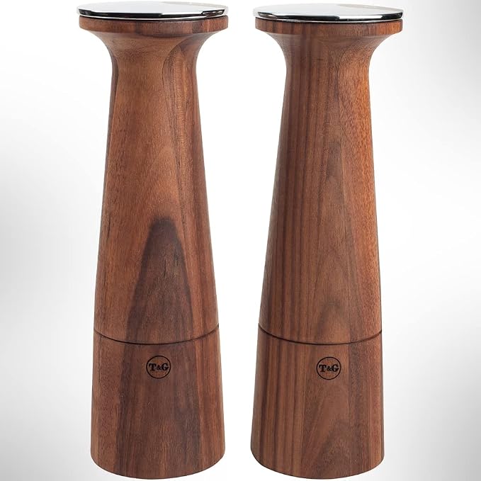 T&G CrushGrind Oblique Black Walnut Salt Mill, 20.5cm / Stylish Fine Dining Gourmet Fully Adjustable Ceramic Manual Grinder/Shaker/Coarse & Fine/Easy Fill - Image 2