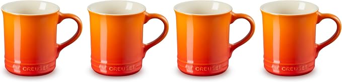 Le Creuset Stoneware Vancouver Mug, Set of 4, 14 oz. each, Flame - Image 2