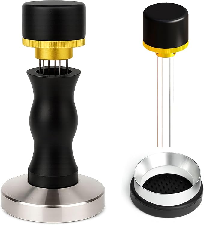 Espresso Accessories Kit, 2-in-1 Espresso Tamper and WDT Tool, 53.3mm Coffee Tamper with 304 Stainless Steel Needles, Espresso Accessories Gift for Home Baristas