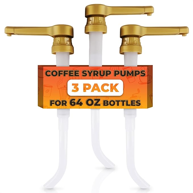 Pump for Coffee Syrup Bottle Set of 3 – Compatible with Torani, Davinci (64oz), and Ghirardelli (87-90oz) Bottles | Sauce Pump Dispenser 0.5oz Each Press – Adjustable Long Tube & Lockable Design