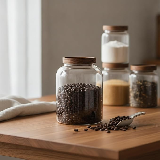 Store Dry Pantry Staples in This Borosilicate Glass Jar with Acacia Wood Lid - Image 3