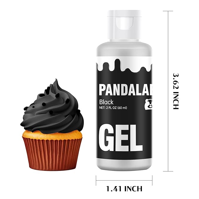 Super Black Gel Food Coloring - Pandalab 2 Ounce High Concentrated Food Dye for Baking, Cake, Cookie, Fondant, Icing, Easter Egg, Macaron, DIY Slime (60ml)