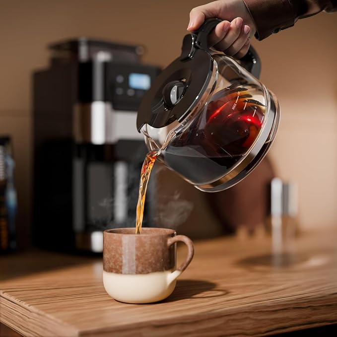 Kismile 10 Cup Drip Coffee Maker with Grinder Built In, Descaling Alert | Adjustable Grind & Brew Strength, 24H Timer, 2H Keep Warm, Reusable Filter & Glass Carafe - Image 7