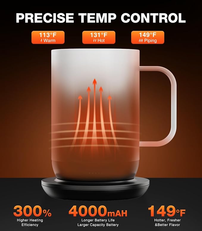 Kepwam Self-Heating Coffee Mug T1, 16oz Rechargeable Heated Coffee Mug, Smart Coffee Warmer Mug with App-Controlled,Advanced Temperature-Controlled Heating Coffee Gifts for Women Men Coffee Lover - Image 2