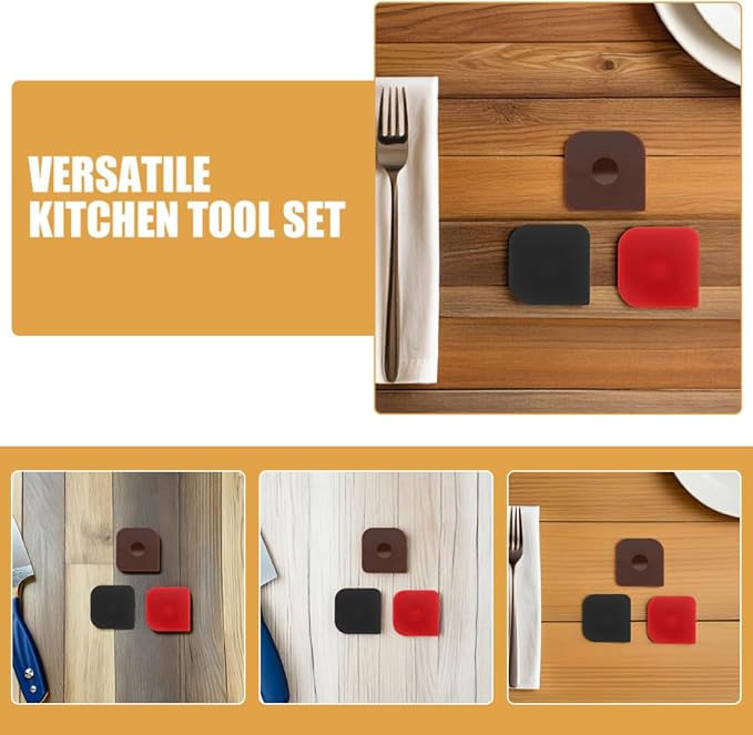 LIFKOME 6pcs Plastic Dough Scraper Tool for Kitchen Food Preparation, Non-scratch PC Material Ergonomic Design for Precise Cutting and Versatile Use in Cleaning Cast Iron Skillet - Image 3