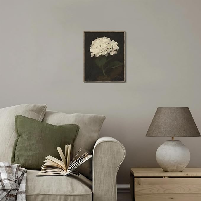 XOCUUI Unframed Vintage Wall Art for Living Room, Flowers Painting Canvas Prints Shelf Decor for Kitchen, Aesthetic Bedroom Wall Art, Christmas Gifts for Friends or Family (White Hydrangea 11"x14") - Image 4