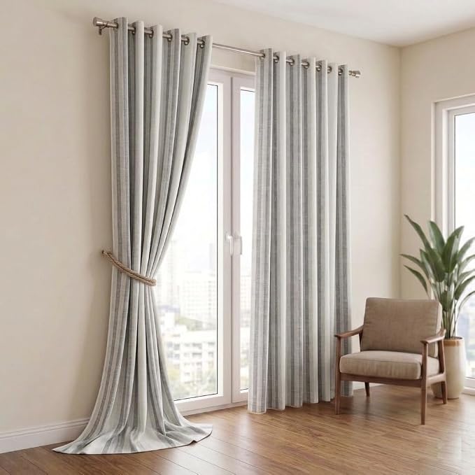 Urban Villa Cotton Grommet Curtains 52x84 (2 Panels) Curtis Stripes - Image 7