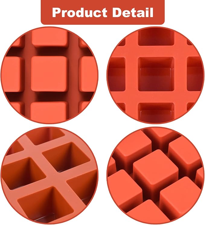 2 Pack Square Silicone Mold | Candy Chocolate Mousse Cake Baking, Dessert Molds, For Soap, Ice Cream, Truffle, Brownie - Image 4