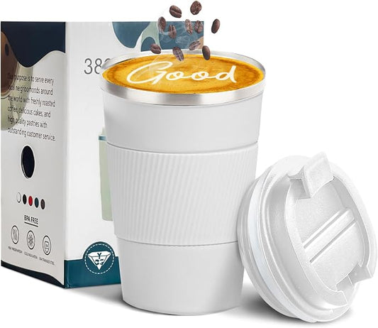 Insulated Travel Coffee Mug, Stainless Steel Coffee Cup with Leakproof Lid | Double-wall insulation keeps drinks hot or cold for hours, with a leakproof lid and portable stainless steel design by YINBAOGE