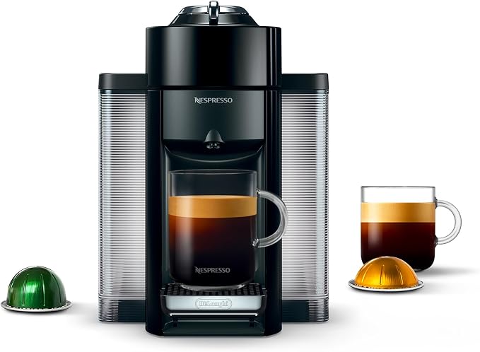 Nespresso Vertuo Coffee and Espresso Machine by De'Longhi, Piano Black | Piano black coffee machine that brews 4 cup sizes with Centrifusion extraction for barista grade coffee and espresso at home. by Unknown