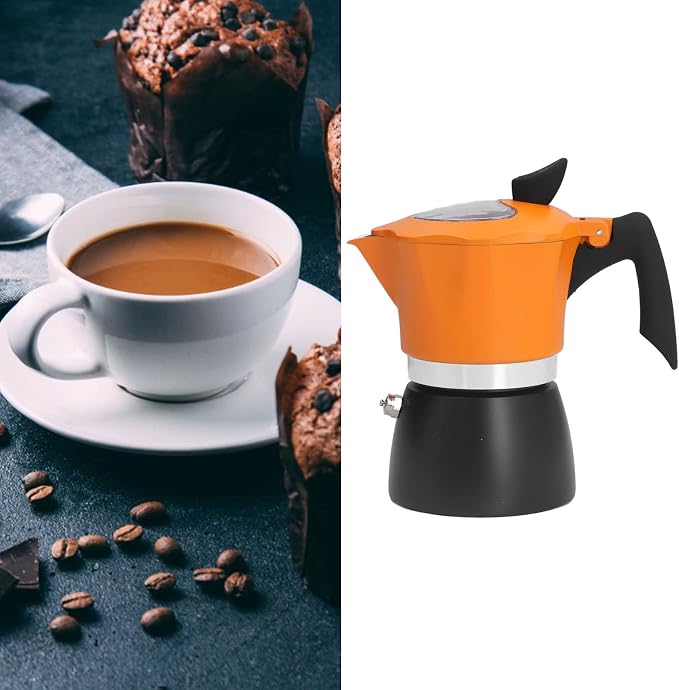 Semme Italian Aluminum Stove Coffee Maker 150ML Portable Maker for Travel Home and Office Octagonal Design for Even Heat Distribution - Image 7