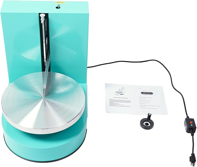 Electric Cake Decorating Machine, 200W 110V 60-320Rpm Automatic Cake Cream Coating Spatula Spreading Machine Cake Icing Machine Cake Surface Scraper W/LCD Display for 4-12 inch Cakes (Green)