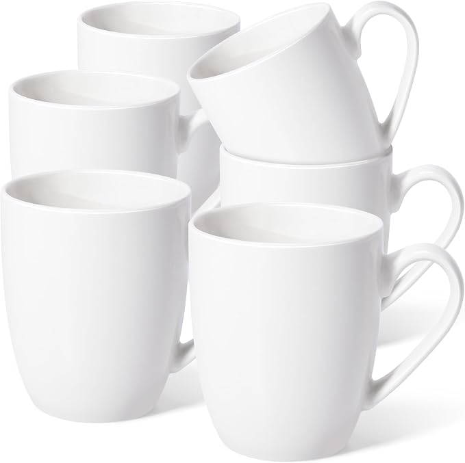 Urbanstrive 16 oz Large Coffee Mugs Set of 6 Ceramic Coffee Mug White Coffee Cups Tea Cups Idea Gift for Women Men House Warming Gifts New Home Office, White 6 Pack by Urbanstrive