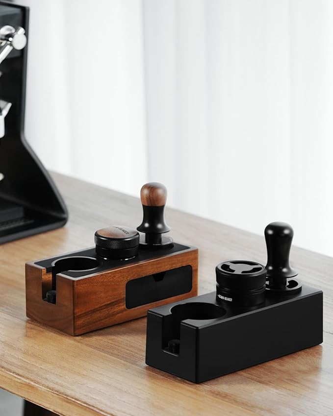 MHW-3BOMBER Espresso Tamping Station, 4 in 1 Walnut Espresso Organizer Box with Magnetic Drawer for Storage 51-58mm Espresso Tamper,Distributor,Portafilter and Espresso Accessories,CH6718