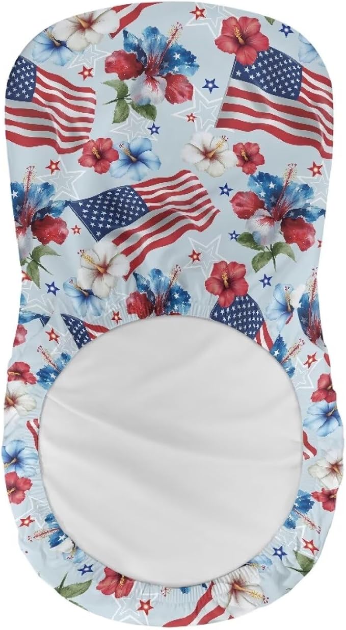 USA Flag Flower Bar Stool Covers, 2 Pcs Bar Stool Slipcover Decorative Soft Bar Stool Chair Covers for Dining Room Cafe Kitchen Chair Seat Protector - Image 5