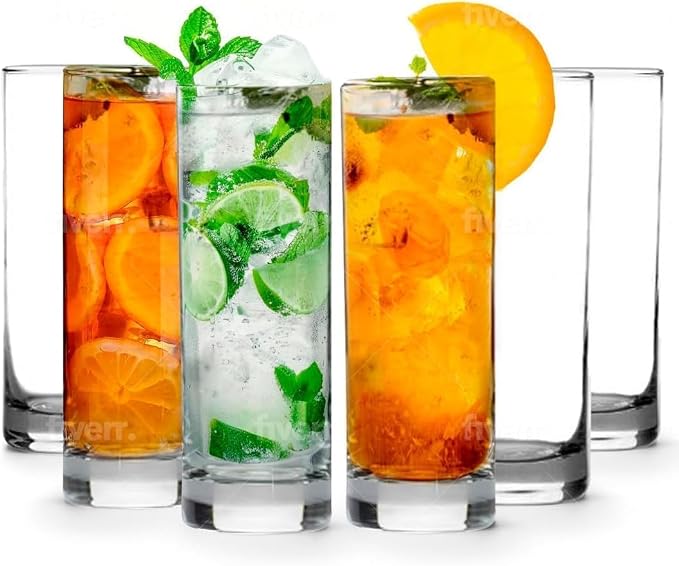 LEMONSODA Premium Highball 12oz/15oz Glass Sets - Elegant Tom Collins Glasses - Tall Water Drinking Glasses - Bar Glassware for Mojito, Whiskey, Cocktail (12oz, Set of 12) by LEMONSODA