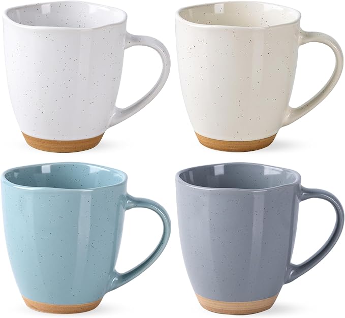AmorArc 12oz Coffee Mugs, Ceramic Coffee Mugs set of 4 for Man, Woman, Dad, Mom, Modern Coffee Mugs with handle for Latte/Cappuccino/Milk/Cocoa. Dishwasher&Microwave Safe,Multi-Color by AmorArc