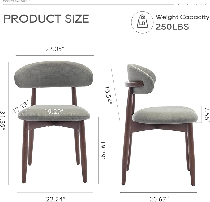 COLAMY Wooden Dining Room Chairs Set of 2, Modern Upholstered Fabric Dining Chairs, Farmhouse Kitchen Side Chair with Foot Pegs, Green - Image 2