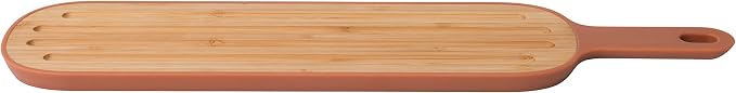 Berghoff Leo Long Bamboo Wood Kitchen Cutting Board With Handle, 44 x 10cm | Slotted French Bread Crumb Chopping Board, 17 x 4.5 Inches, Appetizer Serving Tray & Food Prep Board With Storage Loop - Image 4