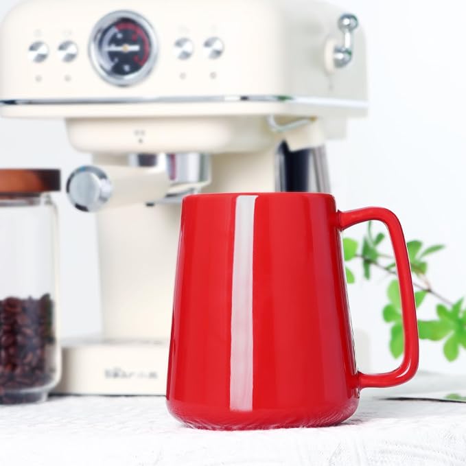 24 OZ Large Coffee Mug, Nice Ceramic Tea Cup with Big Handle for Dad Men Women, Unique Style For Any Kitchen, Red - Image 6