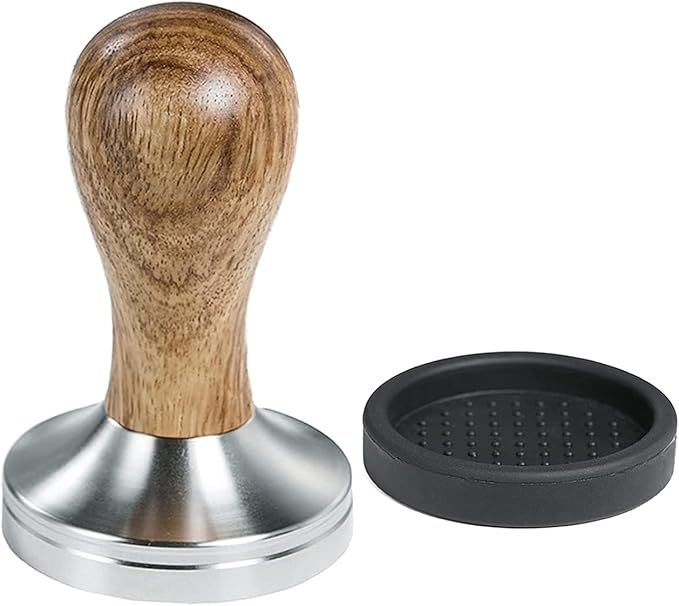 51mm Coffee Tamper With Mat - Espresso Press With 304 Stainless Steel Base and Wooden Handle - Barista Espresso Machines Accessory