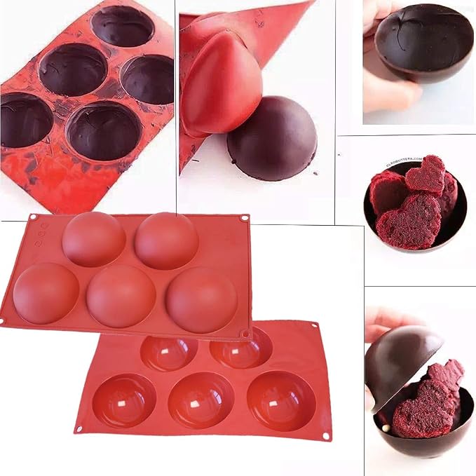 Semicircle Silicone Mold,Shxmlf Half Sphere Chocolate, Candy Gummy Dome Molds Teacake Bakeware Set for Cake Decoration Mousse Jelly Bombe Cupcake Baking Mould (5PACK) - Image 5