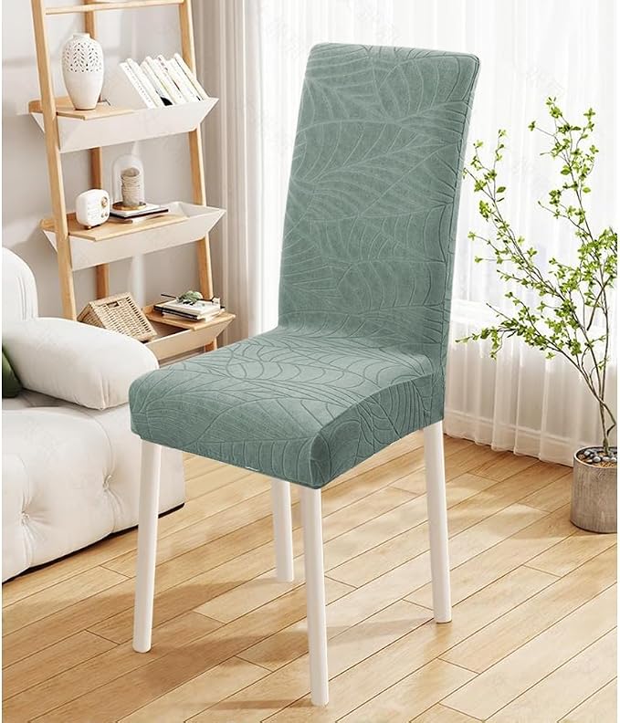 Fuloon Dining Chair Slipcover, Stretch Parson Chair Protector for Home | Leaf Jacquard-green, Set of 4, Super Fit, Stretch, Removable, Washable, Suits for Hotel, Dining Room, Ceremony, Banquet Party - Image 2