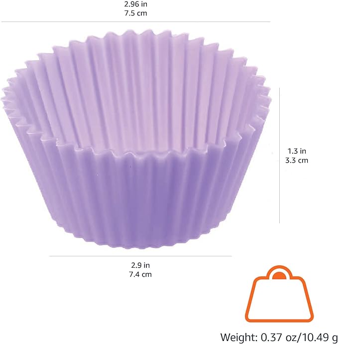 Amazon Basics Reusable Non-Stick Silicone Baking Cups, BPA Free, Muffin Liners, Dishwasher Safe, Microwave and Oven Safe, 2.9 x 2.9 x 1.3 in (LxWxH), Multicolor, 12-Pack - Image 4