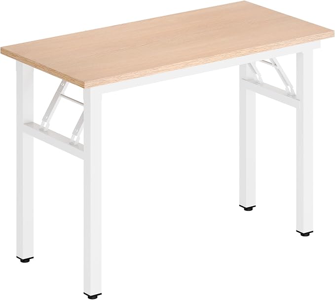 DlandHome 31.5 Inch Small Folding Computer Desk for Home Office, Pink Oak | Foldable Writing Table for Small Spaces Bedroom, No Assembly Required, Wood Top Metal Frame, Collapsible Compact Easy Storage - Image 9