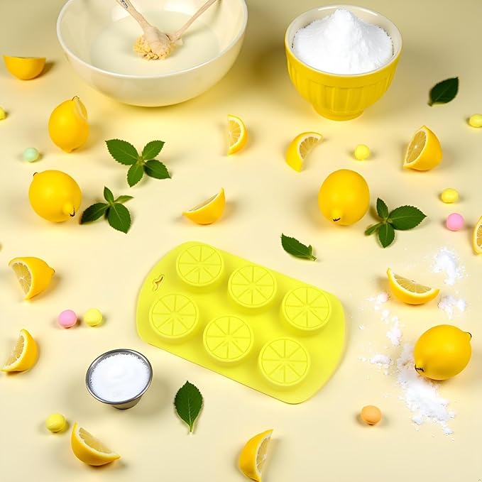2Pcs Fruit Shaped Silicone Molds, 3D Lemon Fondant Mold Chocolate Candy Biscuit Sugar Baking Mold for Cake Cupcake Dessert Candle Decoration Suitable for Making Chocolates,Candy Making Supplies