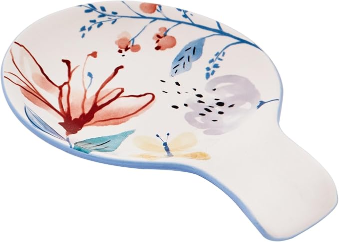 Bico Blossom Symphony Spoon Rest for Stove Top, Ceramic Spoon Holder for Kitchen Counter, Easy to Clean Coffee Spoon Rest Dishwasher Safe, Kitchen Cooking Utensil Rest for Ladles Spatula by Bico