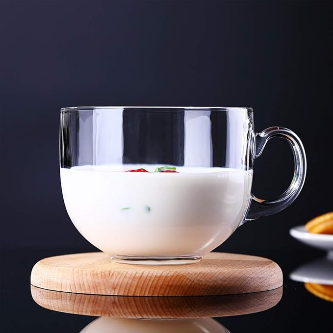 Maredash 16oz Glass Jumbo Mugs With Handle 6pcs | For Coffee, Tea, Soup,Clear Drinking Cup - Image 7