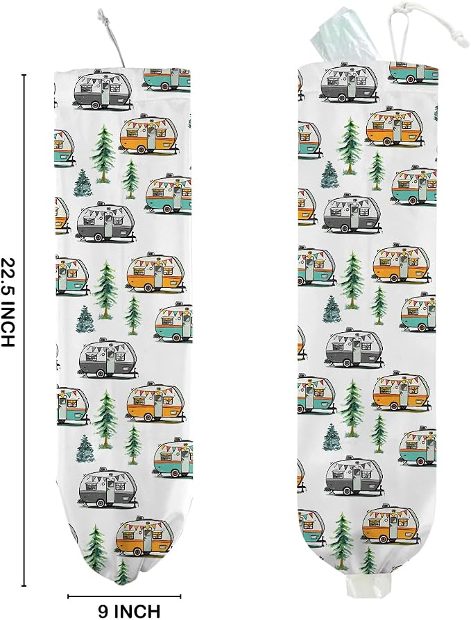 Camping Plastic Bag Holder, Wall Mount Trash Bag Holder, Rv Forest Reusable Grocery Bags Organizer Storage Dispenser for Camp Kitchen Pantry, Camping Gifts for Women Men Camper, 22.5x9 Inch - Image 2