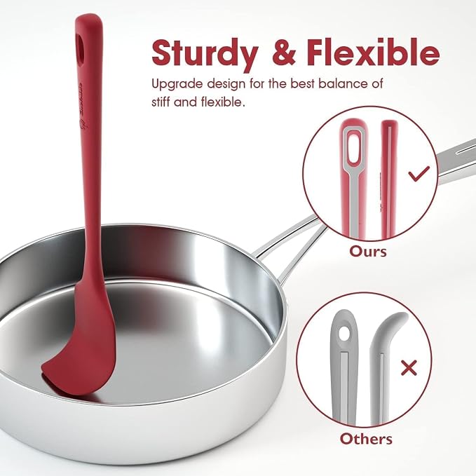 ChefAide 4 Pieces Silicone Spatula Set, Food Grade Rubber Spatula, Upgrade Strong Handle with Ergonomic Grip, Heat Resistant for Nonstick Cookware, Cooking - Image 3