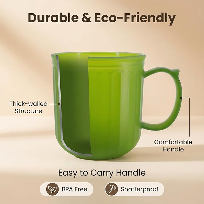 Plastic Coffee Mugs with Handles set of 6, 16 oz Iced-Tea Cup Jewel | BPA Free Reusable Food Grade PP, Unbreakable Dishwasher Safe, Lightweight, Elderly Kid Safe, Kitchen Party Camping Outdoor - Image 4