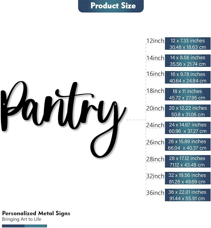Pantry Word Sign Metal Wall Decor - 16 x 9.78" Pantry Decor for Home Kitchen Restaurant Coffee Shop Store Farmhouse Wall Decor (16 inches) - Image 2