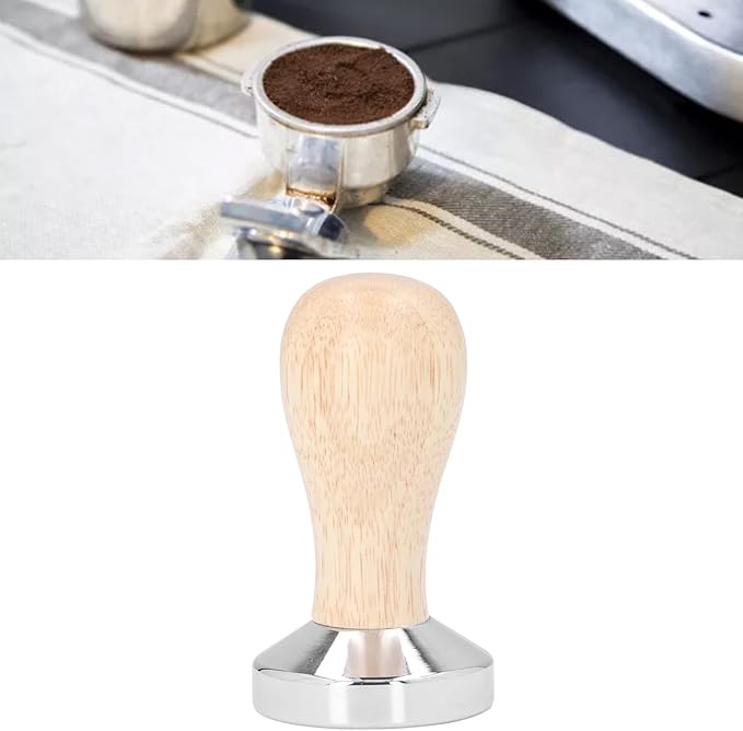 49mm Coffee Tamper, Stainless Steel Espresso Tamper Coffee Press Tool with Wooden Handle Espresso Machines Accessory