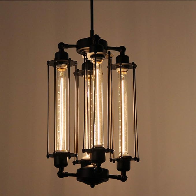Industrial Steampunk Chandelier Vintage Pendant Light Loft Ceiling Fixture for Country Hotel Restaurant Bar Creative Ceiling Lamp(4 Heads) - Image 7