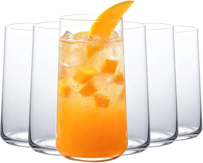 Wlasss Drinking Glasses Set of 6, 18.3 oz Large Crystal Glasses | Lightweight Crystal Water Glasses, Ideal For Juice, Iced Tea, Mojito & Daily Use, Dishwasher Safe Glass Cup For Gift by WlasssLightweightGlasswareMakingLifeEasier