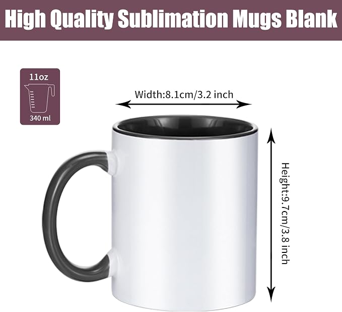 TANGLONG 11oz Tazas Para Sublimar Set of 12-6 White and 6 Black-with Box | Tazas Para Sublimar,Sublimation Blanks,6 White and 6 Black-Ceramic Cup,Heat Sensitive Coffee Mugs,Milk, Cocoa,homemade gifts - Image 2